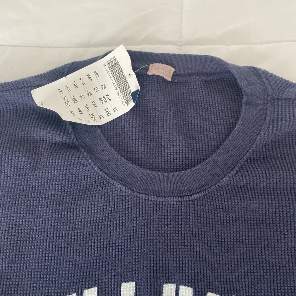 Brandy Melville Navy "New York" Waffle Knit Crewneck Sweater - Picture 2 of 2